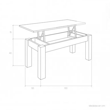 Mesa Centro elevable Pata Cuadrada GINA