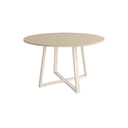 Mesa de comedor redonda fija Lugano con diseño madera y patas metálicas