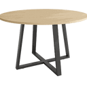 Mesa de comedor redonda fija LUGANO con patas metálicas y sobre biselado