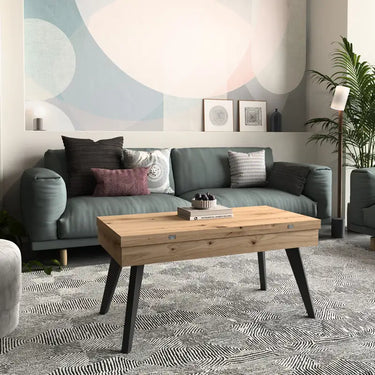 Mesa Centro Elevable Convertible Pata Metal mod. RENATA