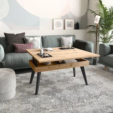 Mesa Centro Elevable Convertible Pata Metal mod. RENATA