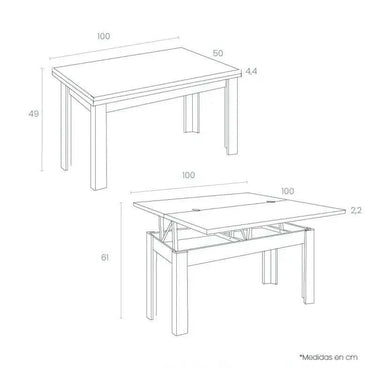 Mesa de centro elevable convertible Pata L mod. LIANA
