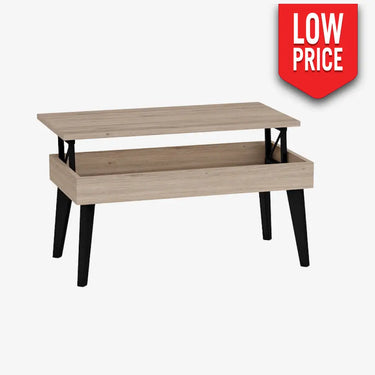 Mesa de Centro elevable mod. COSTANZA ROBLE NATURAL / Negro Mesa centro