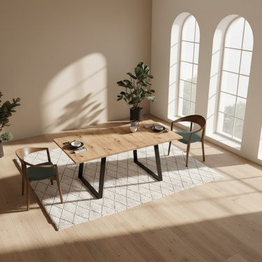 Mesa extensible ALESSANDRA rectangular de diseño moderno y funcionalidad adaptable