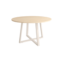 Mesa de comedor redonda fija Lugano con patas metálicas y sobre biselado