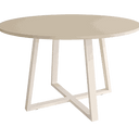 Mesa de comedor redonda fija Lugano diseño moderno con patas metálicas