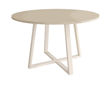 Mesa de comedor redonda fija Lugano diseño moderno con patas metálicas
