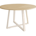 Mesa de comedor redonda fija Lugano con patas metálicas y diseño elegante