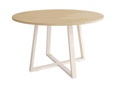 Mesa de comedor redonda fija Lugano con patas metálicas y diseño elegante