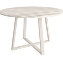mesa de comedor redonda fija lugano con patas metálicas y sobre biselado