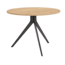 Mesa de comedor redonda fija ORTA con sobre biselado y patas metálicas
