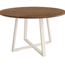 Mesa de comedor redonda fija LUGANO con diseño moderno y patas metálicas