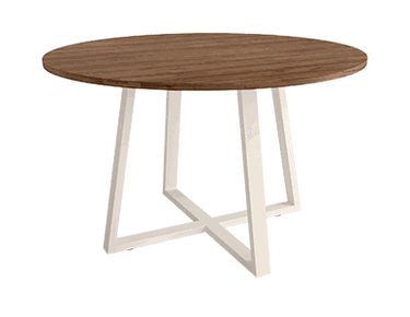 Mesa de comedor redonda fija LUGANO con diseño moderno y patas metálicas