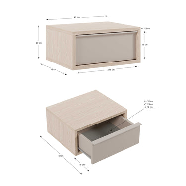Mesa de noche suspendida ENAJ con cajón y diseño moderno