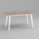Mesa salón comedor extensible PALMIRA de diseño moderno con patas metálicas en blanco o negro y sobre en varios colores, fabricada en España.