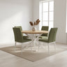 Mesa de comedor redonda fija con patas en X modelo DONATA de 110 cm diámetro y diseño moderno