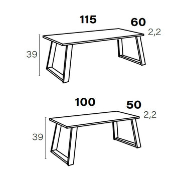 Mesa de centro fija patas metálicas mod. GIADA