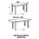 Mesa de comedor extensible ALLEGRA con pata tipo L y acabado en melamina de alta calidad