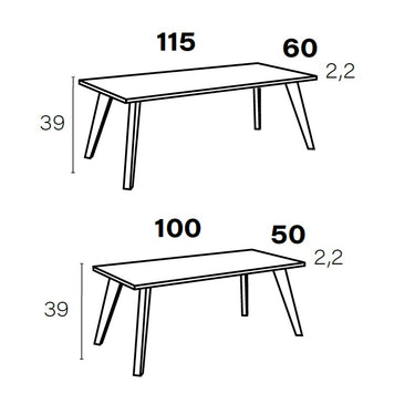 Mesa de centro fija patas metálicas mod. STELLA