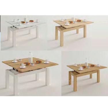 Mesa Centro Elevable Convertible  Pata Cuadrada mod. CHIARA