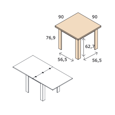 Mesa Comedor Cuadrada extensible Libro ROBERTA