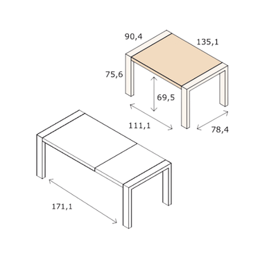 Mesa Comedor pata deslizante GIADA