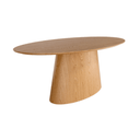 Mesa de comedor ovalada BIMAN en madera natural con pata central ancha y acabado minimalista