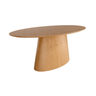 Mesa de comedor ovalada BIMAN en madera natural con pata central ancha y acabado minimalista