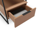 Mesita de noche Ailev terracota con un cajón y patas negras