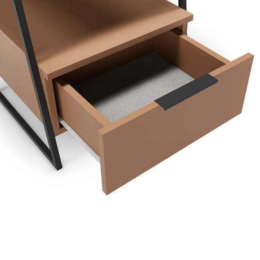 Mesita de noche Ailev terracota con un cajón y patas negras