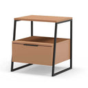 Mesita de noche Ailev terracota con un cajón y patas negras
