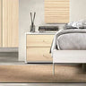 mesita de noche siena con dos cajones color madera minimalista