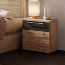 Mesita de noche Génova con tres cajones y diseño personalizable para dormitorio moderno