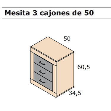 Mesita 3 cajones L'AQUILA
