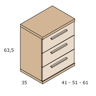 Mesita 3 cajones LUCCA Tirador