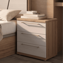 Mesita de noche Génova con tres cajones blanca y diseño moderno para dormitorio