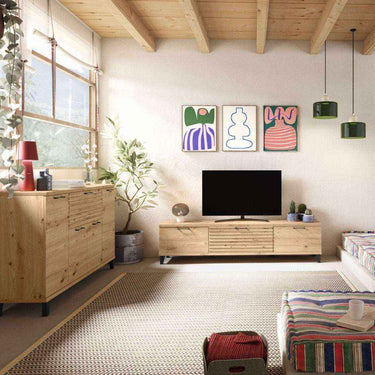 mueble de salón comedor completo bolonia con buffet y mueble tv