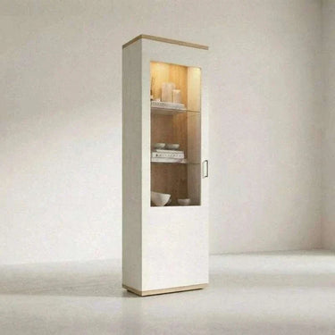 Mueble de salón comedor completo Bolonia con vitrina alta, estantería y mueble TV