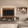 Mueble de salón suspendido TIVOLI con diseño bitono y cristal Olas