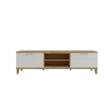 Mueble para TV modelo Bolonia 2P y cubo pequeño bicolor diseño compacto