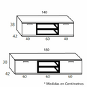 mueble para tv bolonia compacto bicolor con dos puertas y cubo interno