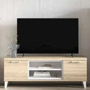 mueble para tv bolonia compacto con dos puertas y cubo pequeño bicolor