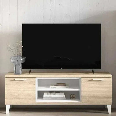 mueble para tv bolonia compacto con dos puertas y cubo pequeño bicolor