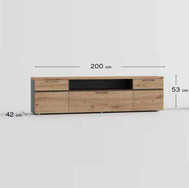Mueble para TV salón ROMA 200 cm diseño nórdico contemporáneo