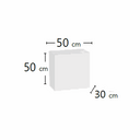 Mueble Recibidor de cubo cerrado blanco, de diseño liso y compacto, con medidas de 50 × 50 × 30 cm.