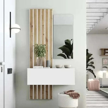Mueble recibidor FLORENCIA mod. 6 con espejo y almacenaje elegante en diseño bicolor