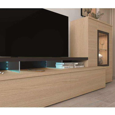 Mueble salón composición CATANIA 2 Ambiente 10 moderno con vitrina y bajo TV