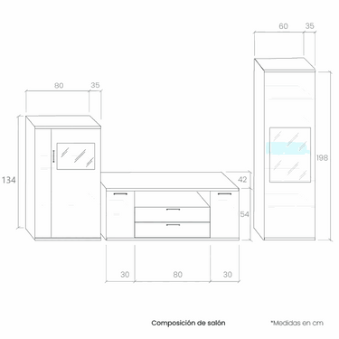 mueble salón comedor completo bolonia 4 piezas reversible