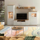 Mueble salón comedor Bolonia de 4 piezas con vitrina alta y bajo TV