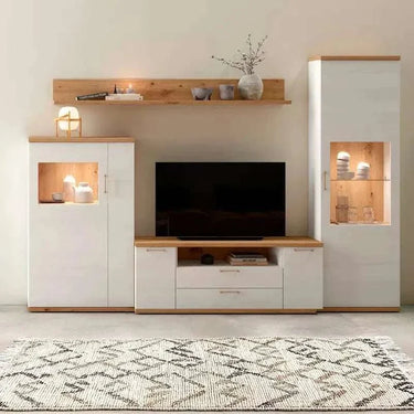 Mueble salón comedor BOLONIA completo con vitrina alta y bajo TV